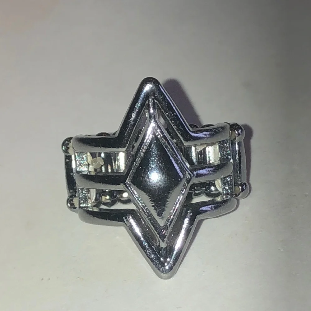 Dark Metal Gunmetal Geometric Shield Boho Ring